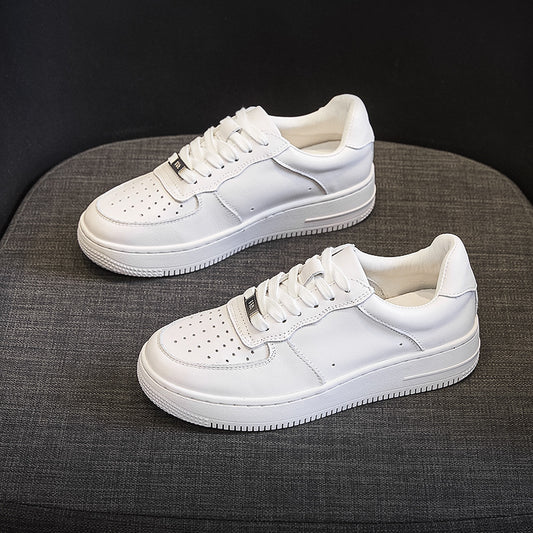 Women's Cowhide Easy Wear Air Force Thick Sole Pure Genuine Board Women's Casual Shoes