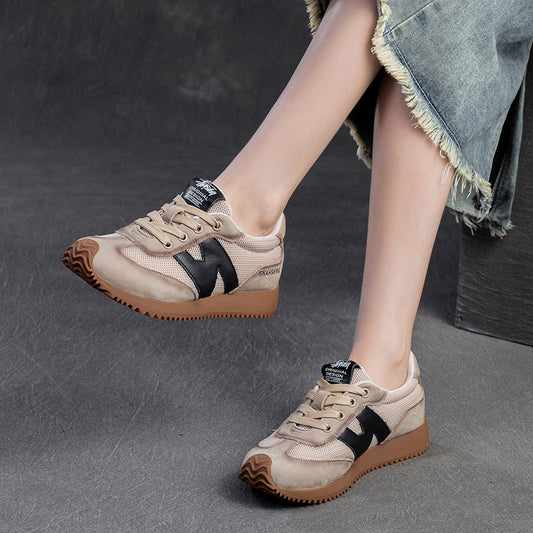 Women's Retro Breathable Mesh Platform Comfortable Color Casual Shoes