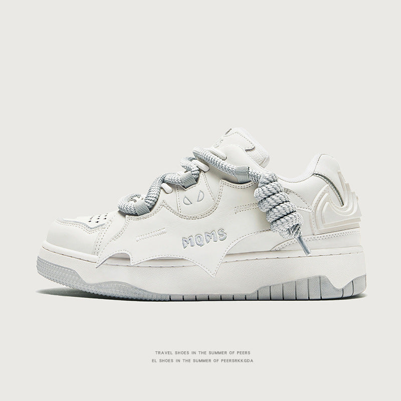 Women's & Men's Height Increasing White Board Fashion Bread Sneakers