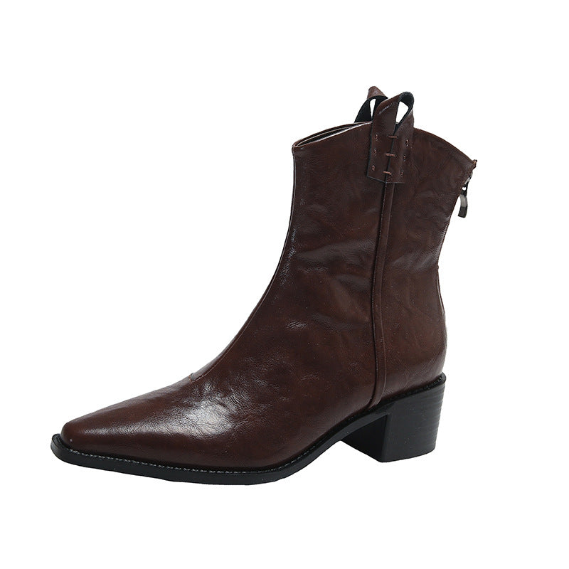 Fashionable Pointed Toe Cowboy Outdoor Design V Cut Soft Slimming Boots
