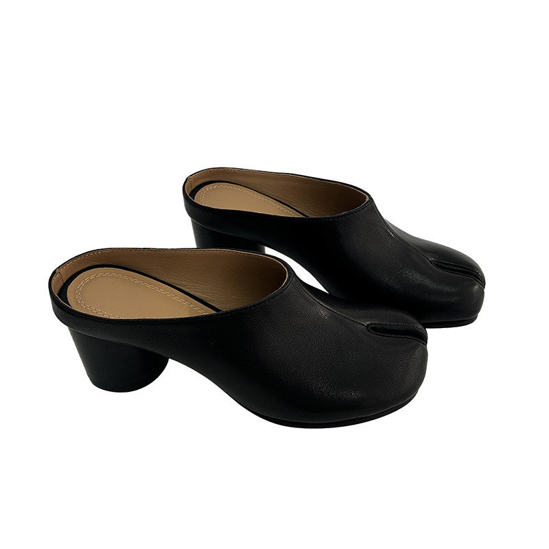 Women's Retro Style Trotter Genuine Bag Slip-on High Thick Women's Fashion Shoes