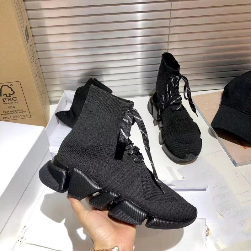 Women's & Men's Paris Sock Knitted Couple Platform Elastic Women's Sports Shoes