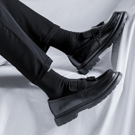 Men's British Retro Round Toe Brogue Platform Casual Shoes