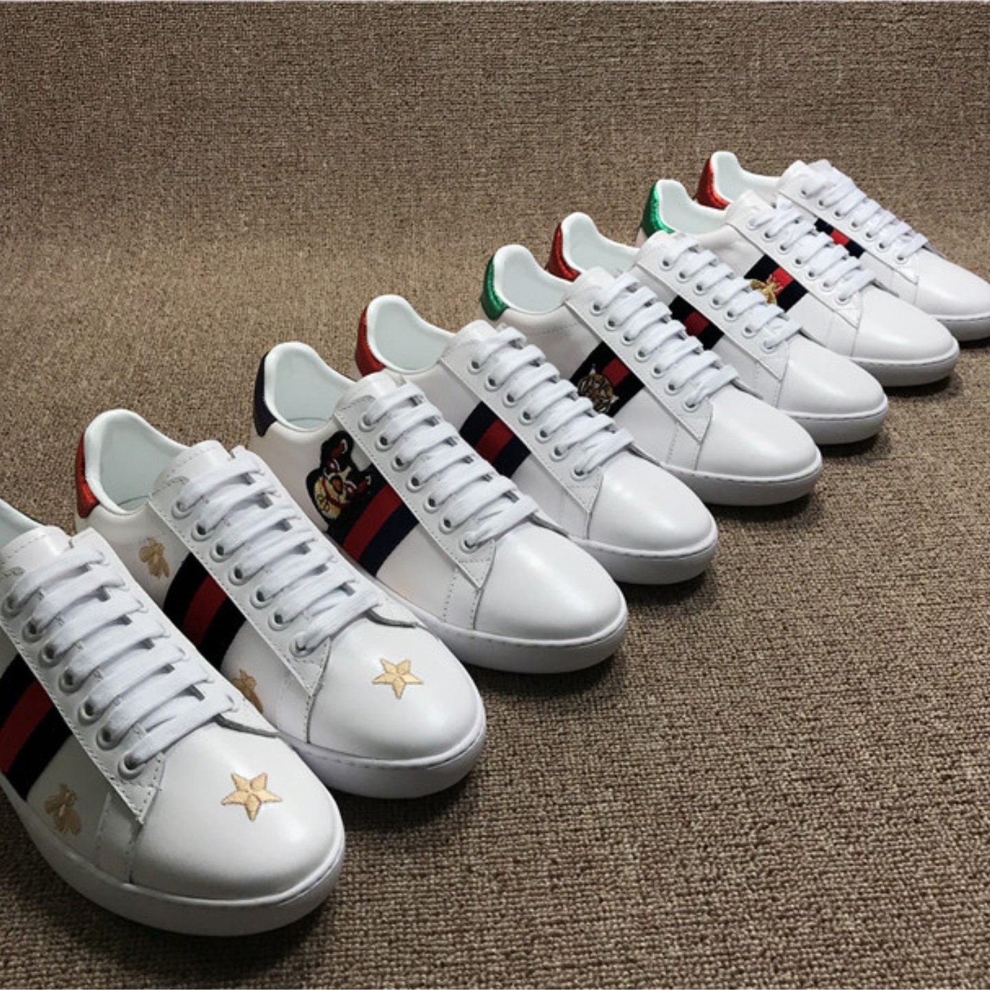 Women's & Men's Bee White Genuine Embroidered Couple Sports Casual Shoes