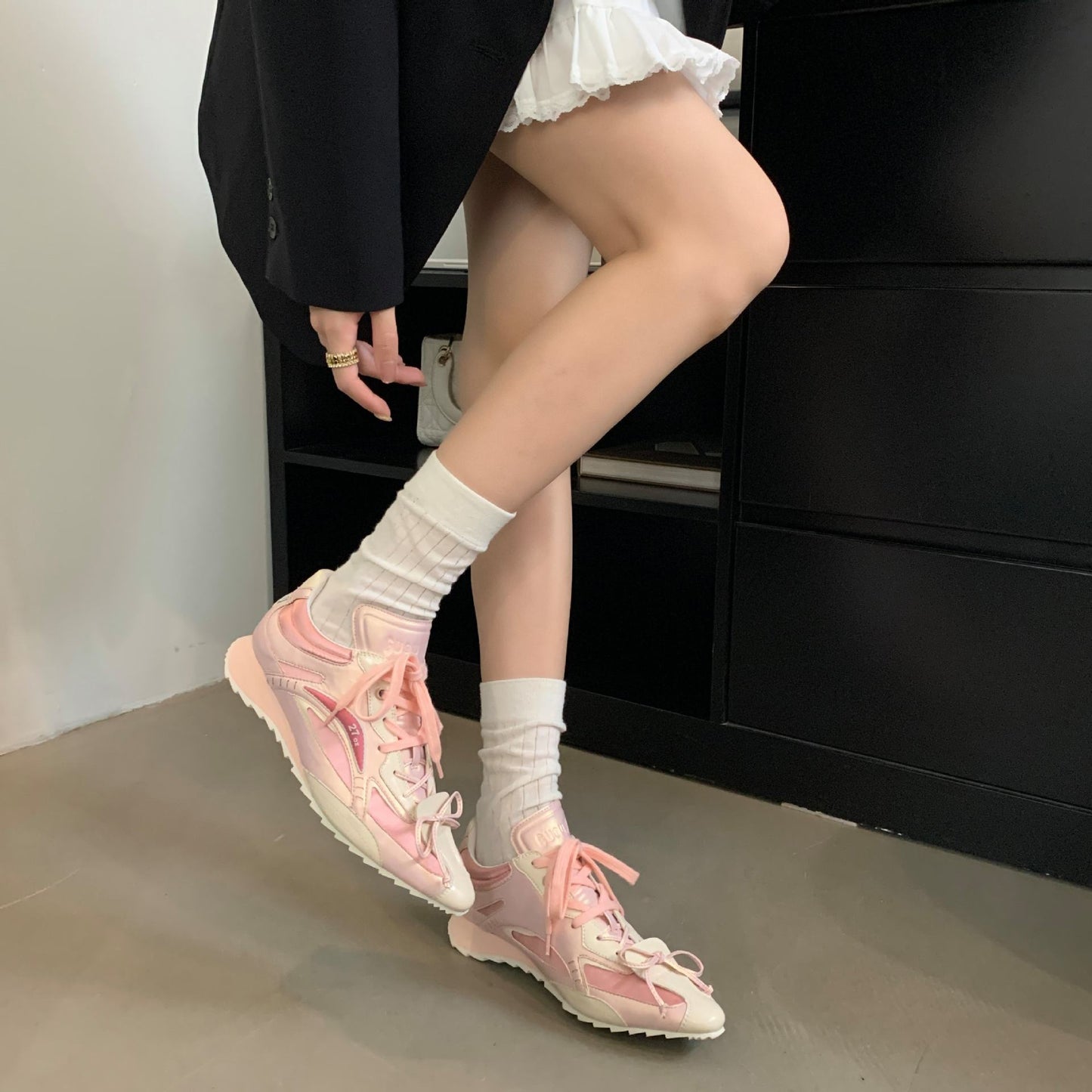 Women's Insole Asymmetric Tongue Boxing Thick-soled Sports Show Women's Casual Shoes