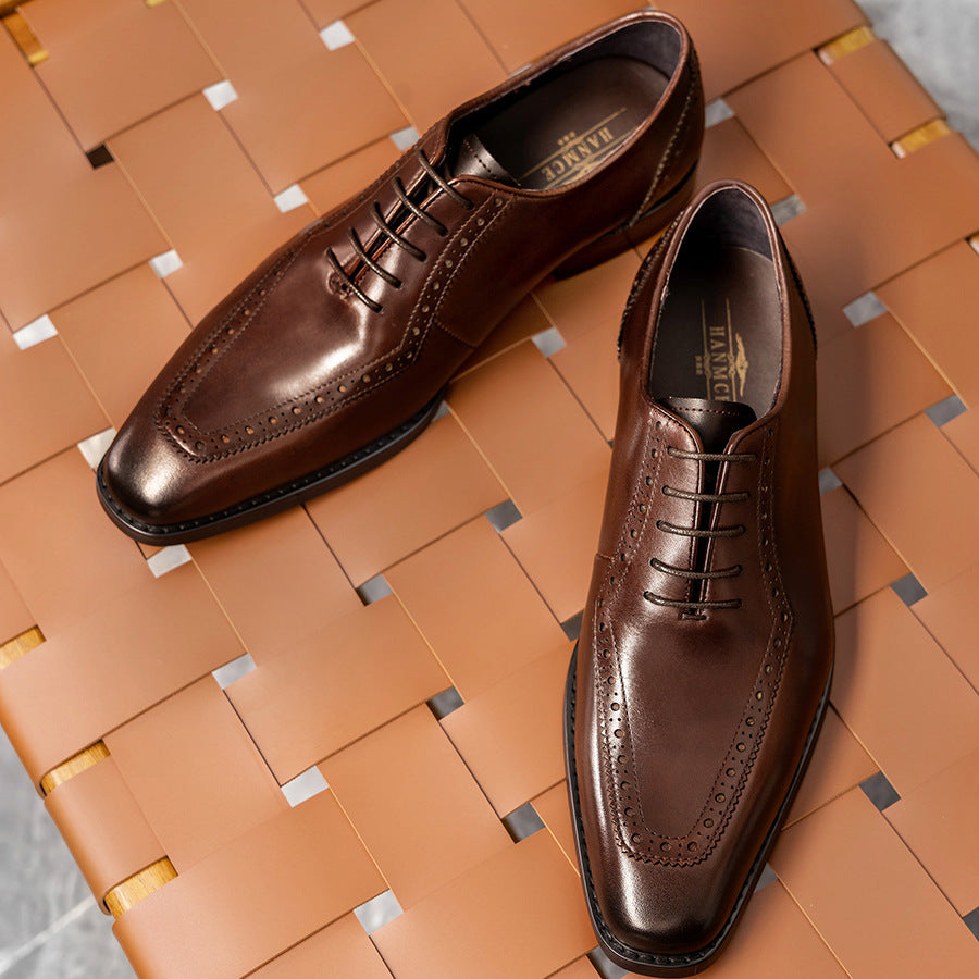 Men's Brogue Oxford Calf Pumps Formal Wear Men's Business Leather Shoes