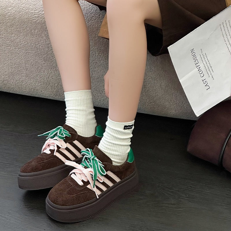 Women's Thick-soled Height Increasing German Training Autumn Frosted Comfortable Sports Women's Casual Shoes