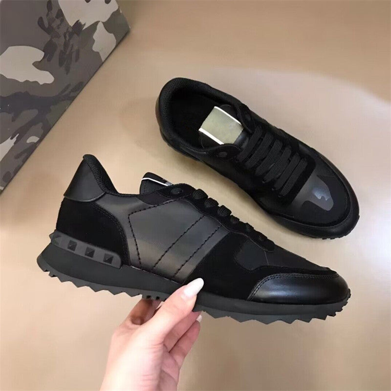 Men's Camouflage Rivet Platform Genuine Fashion Lace Up Increased Women's Casual Shoes