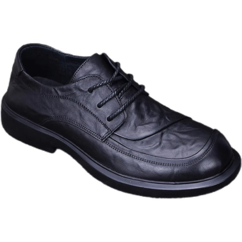 Men's Business Autumn Soft Bottom Surface Lace Up Round Leather Shoes