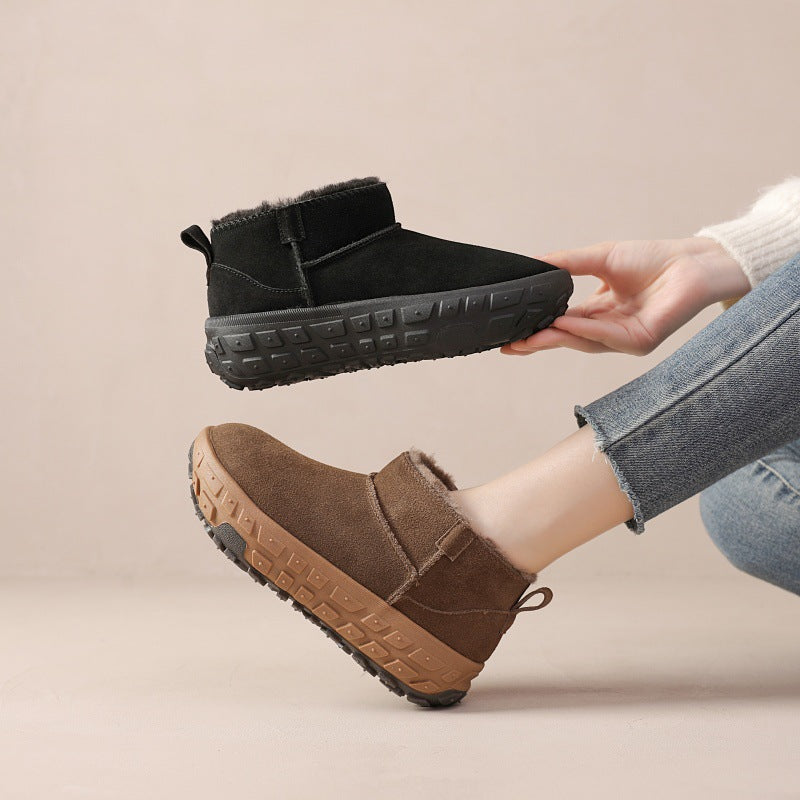 Women's Resin Sole Real Fur Thick Bottom Snow Boots