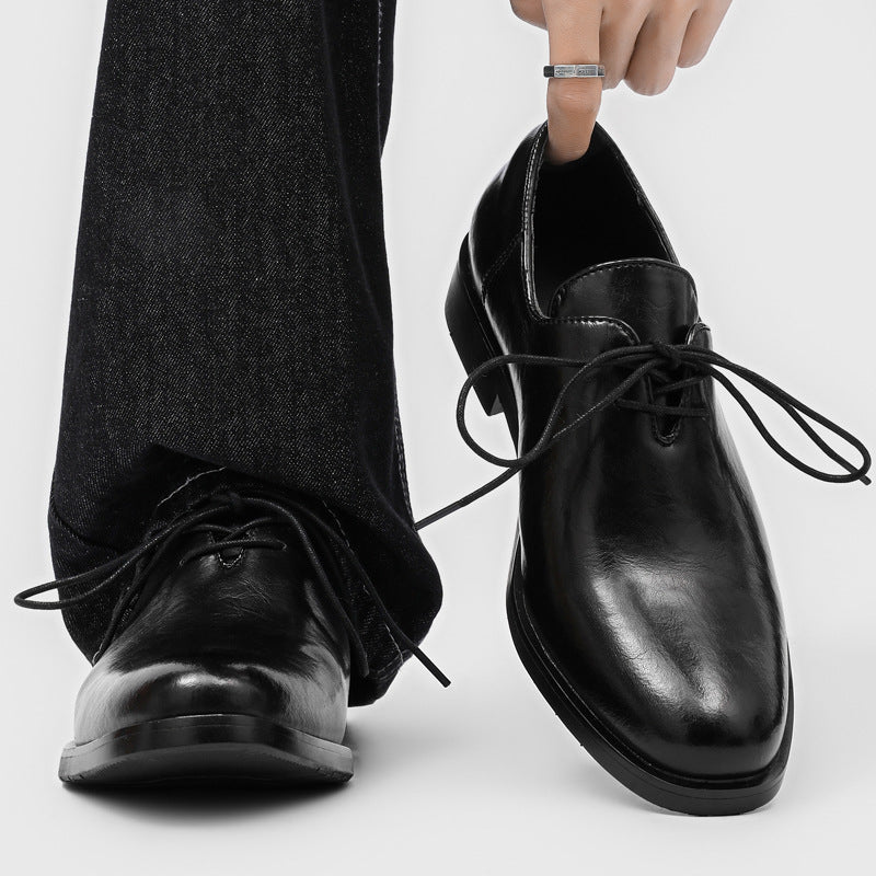 Men's Black Fashion Performance Suit Dancing Business Men's Casual Leather Shoes