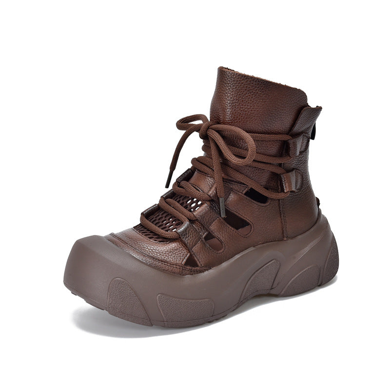 Roman With First Layer Of Cowhide Retro Women's Leather Boots