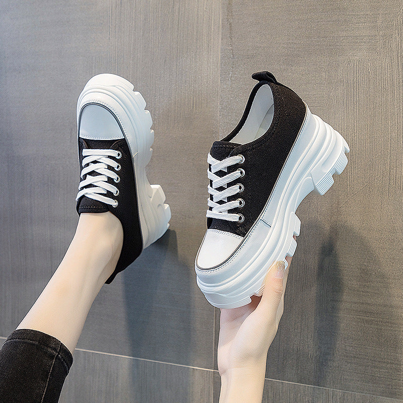 Women's Thick Bottom Round Head Leisure Height Casual Shoes