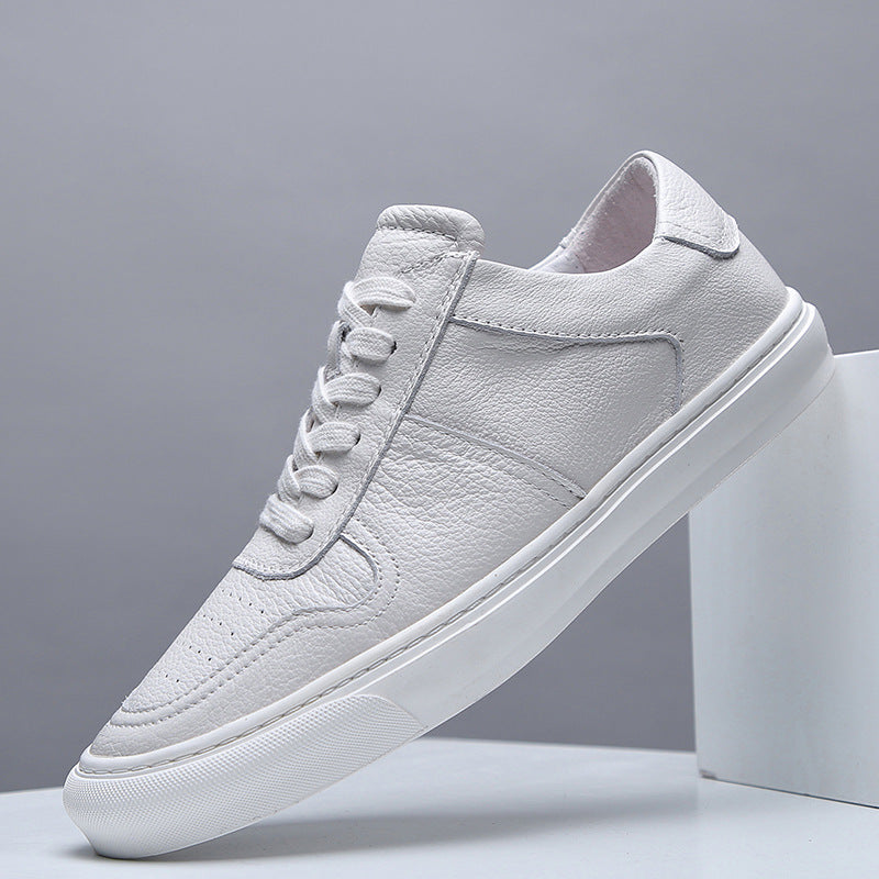 Men's Top Layer Cowhide White Sports Fashion Men's Board Shoes