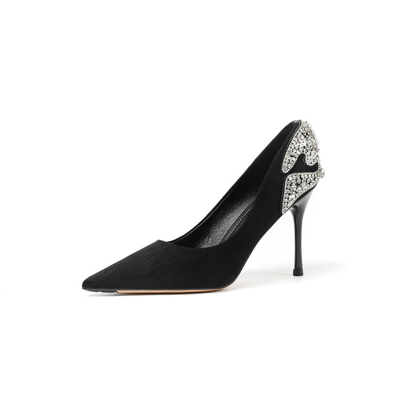Women's Rhinestone Style High Pointed Toe Shallow Mouth Women's Fashion Shoes