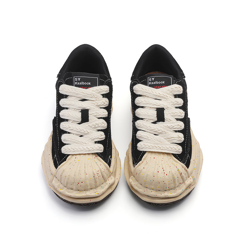 Women's & Men's Niche Black Splash Ink Shell Toe Dissoed Men's Board Shoes