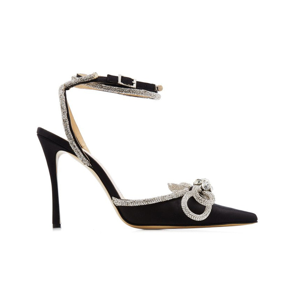 Women's Bow Rhinestone Pointed Toe Great Strap Women's Shoes