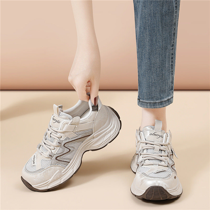 Women's Bottom Height Increasing Spring Mesh Breathable Women's Sports Shoes