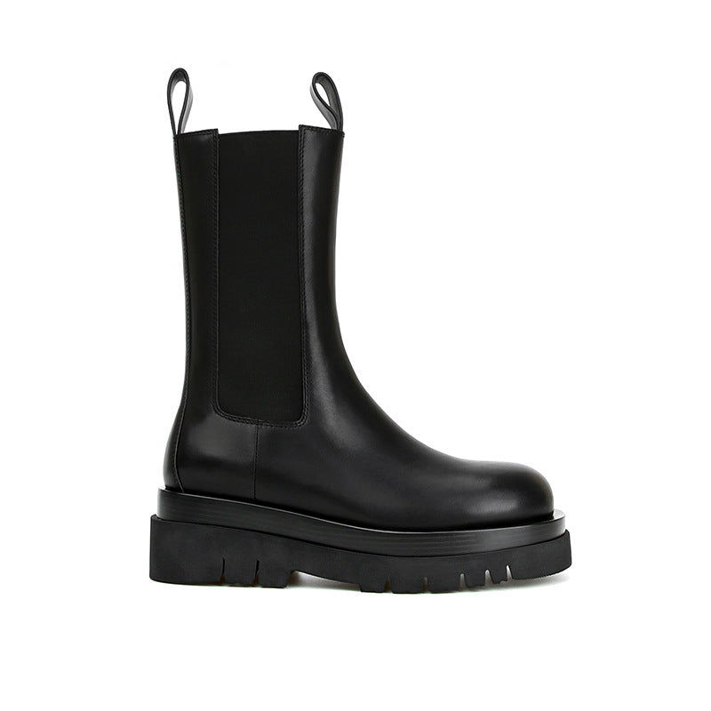 Women's Genuine Chelsea Thick Bottom Fleece-lined Martin Boots