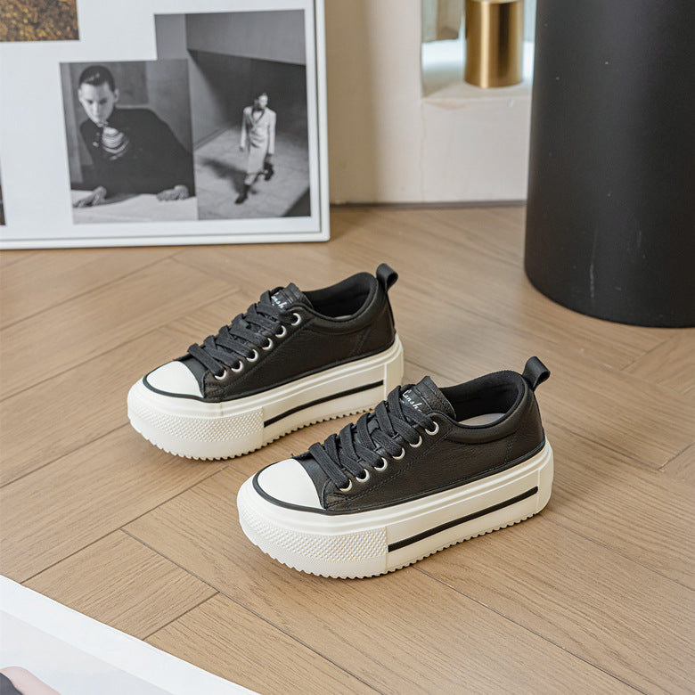 Women's Hight Increasing Thick Bottom Horse Fur Sports Leopard Women's Board Shoes
