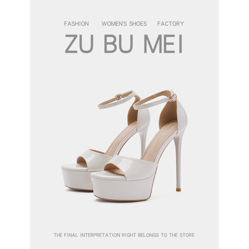 Women's Open Toe Breathable Square Stiletto Waterproof Platform High Heeled Sandals