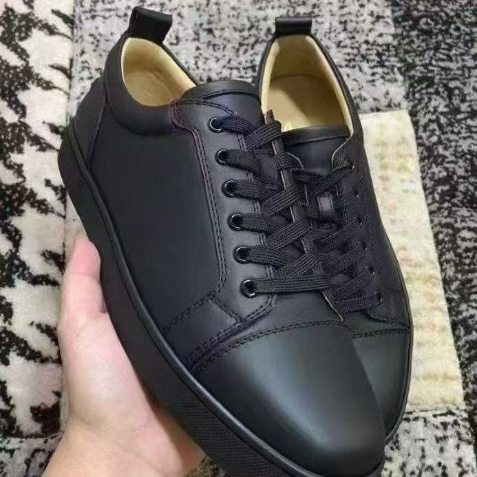 Women's & Men's Red Bottom Rivet Lace Up Trend Couple Black Women's Shoes