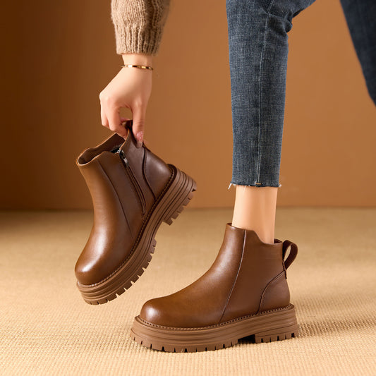 Women's Martin Fleece Lined Rubber Platform Ankle Boots