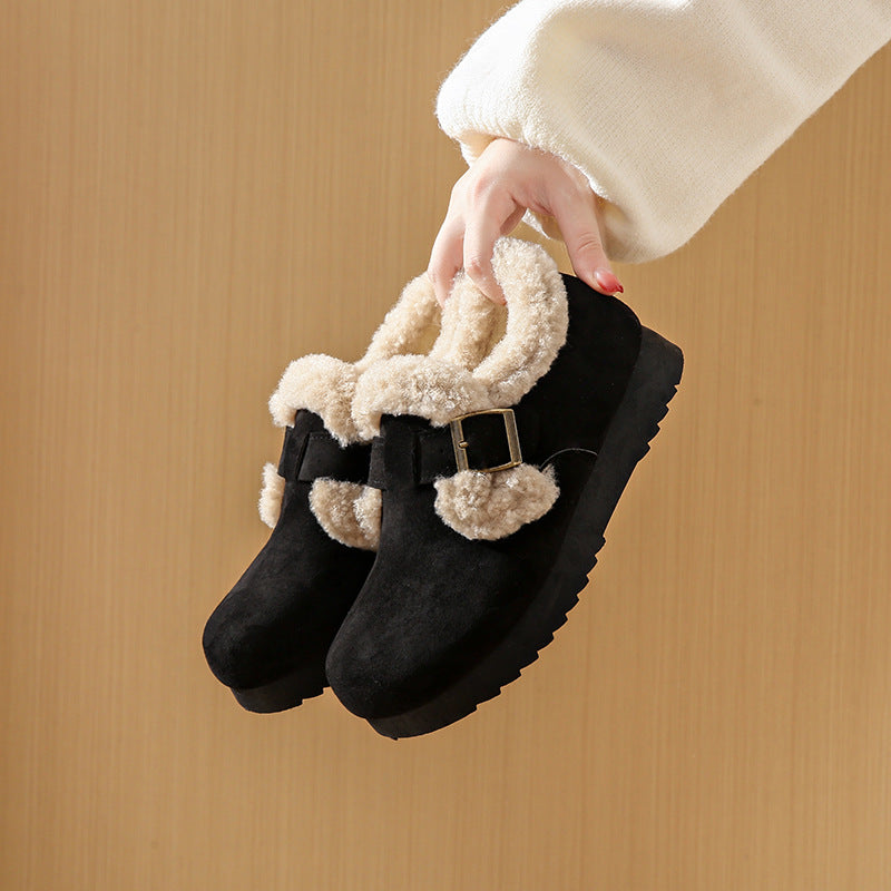 Fleece-lined Korean Style Schoolgirl Warm Keeping Casual Shoes