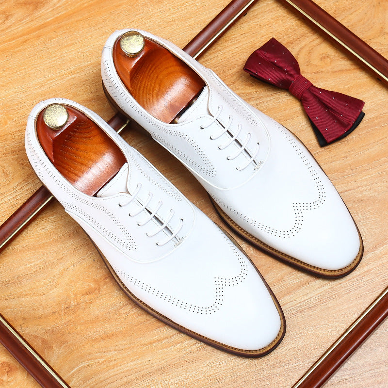 Men's Korean Formal Wear British White Fashion Men's Business Leather Shoes
