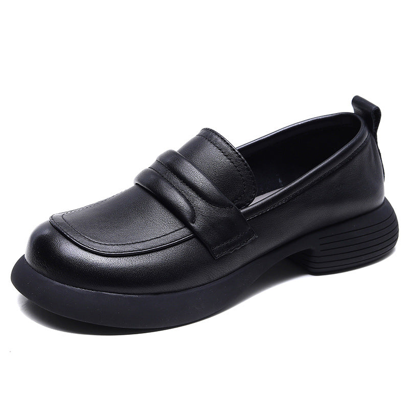 Women's Cowhide Versatile Autumn Handmade Flat Soft Bottom Loafers