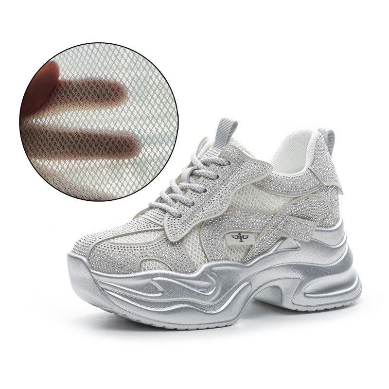 Women's Platform Muffin Height Increasing Insole Dad Mesh Breathable Light Sneakers