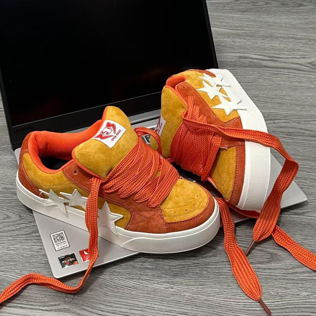 Orange Stitching Skateboard Female Niche Design Sneakers