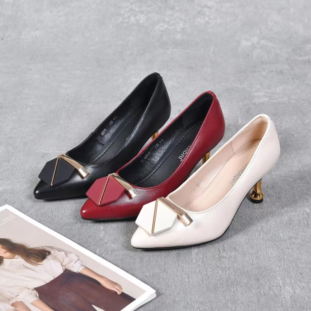 Women's Summer High Stiletto Autumn Small Low-cut Authentic Heels