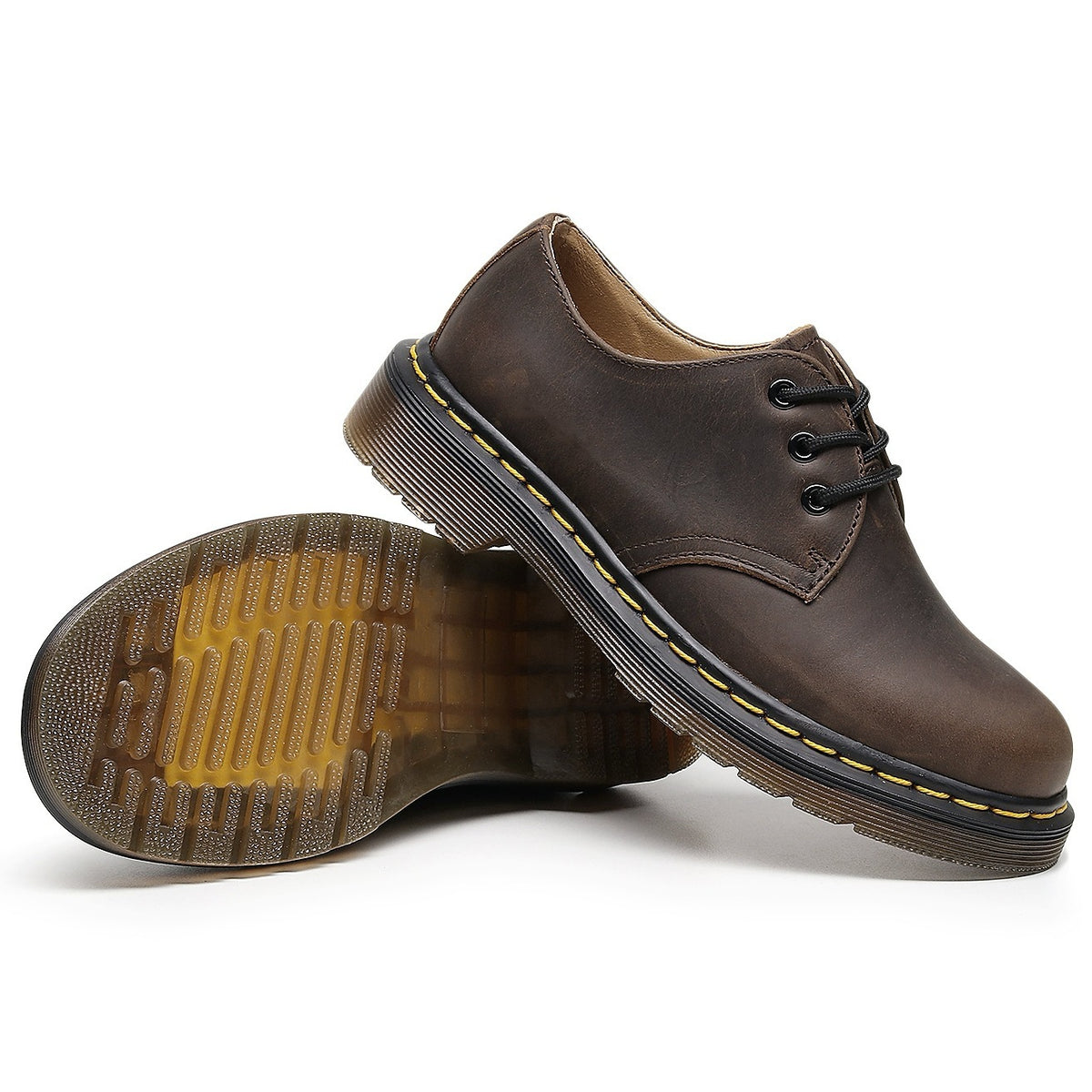 Women's & Men's First Layer Low Top Crazy Horse Brown Plus Size Short Leather Shoes