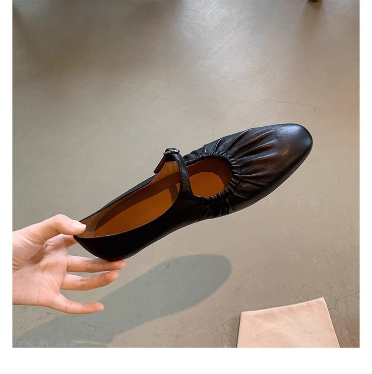 Women's Grape Mom Fashion Pleated Sier Single-layer Low Korean Women's Shoes