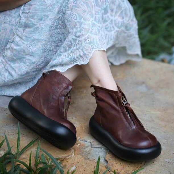 Women's Ankle Authentic Doll Head Platform Front Boots