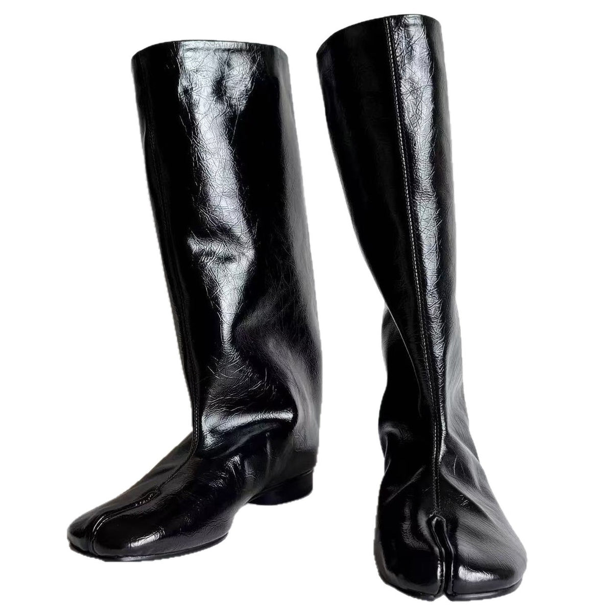 Women's Split Toe Chunky Ankle Flat Horseshoe Fashion Boots