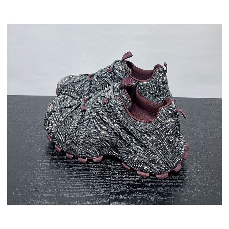 Women's Dad Starry Platform Heighten Fashion Rhinestone Sneakers