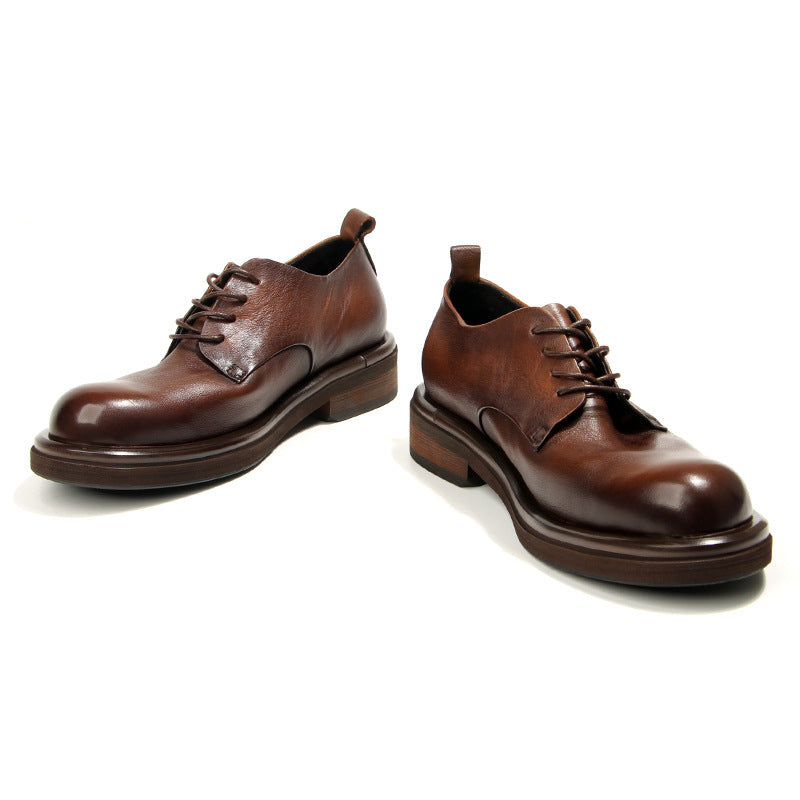 Men's Style Vintage Round Head Leisure Hand-rub Leather Shoes