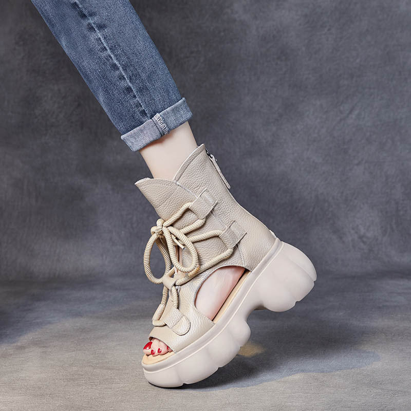 Peep Toe Roman High Retro Easy Matching Platform Sandals