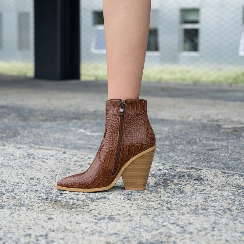 Autumn Chunky High Pointed Ankle Female Boots