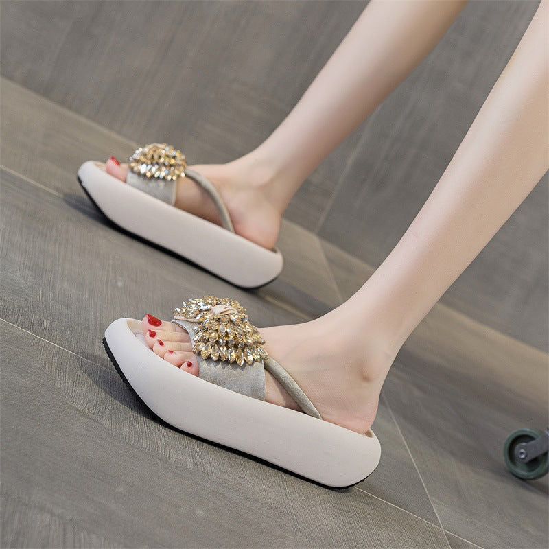 Women's Version Thick Bottom For Outdoors Breathable Height Increasing Leisure Slippers