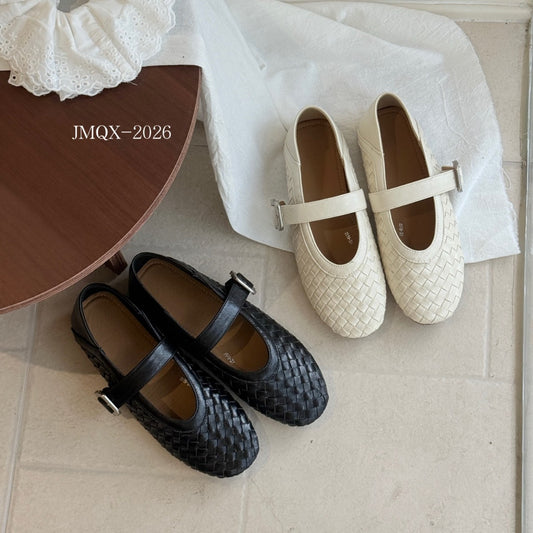 Women's Retro French Woven Mary Jane Low-cut Pumps Lazy Women's Fashion Shoes