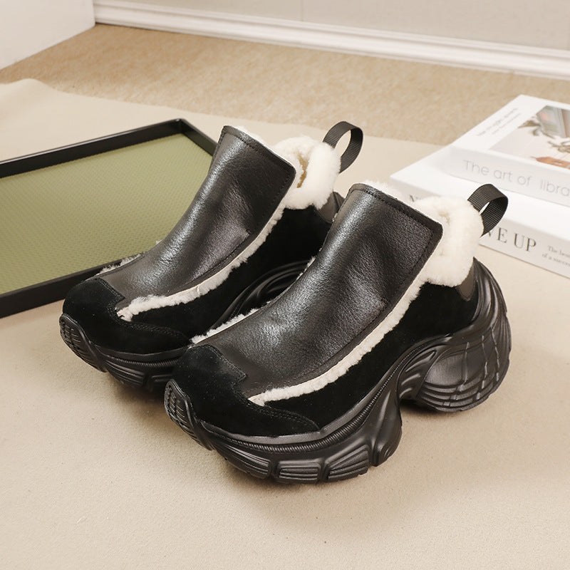 Women's Winter Thick Warm Real Fur Integrated Women's Shoes