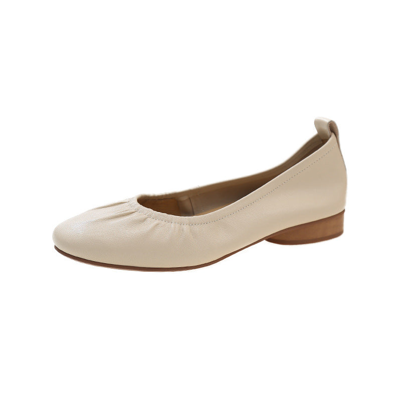 Women's Sheepskin Flat Pumps Genuine Slip-on Mary Women's Casual Shoes