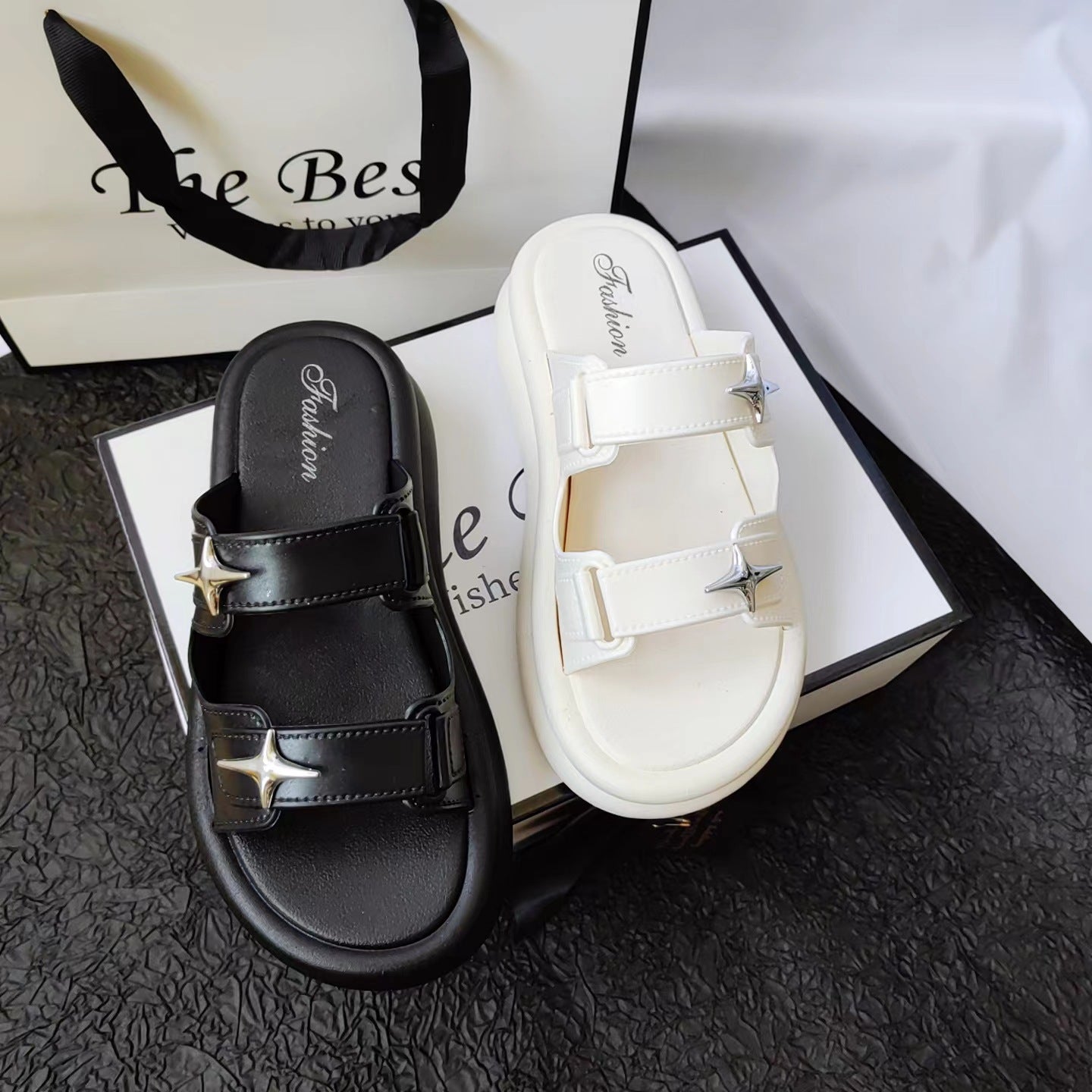 Women's Fashion Cross Star Double Strap Summer Outdoor Sandals