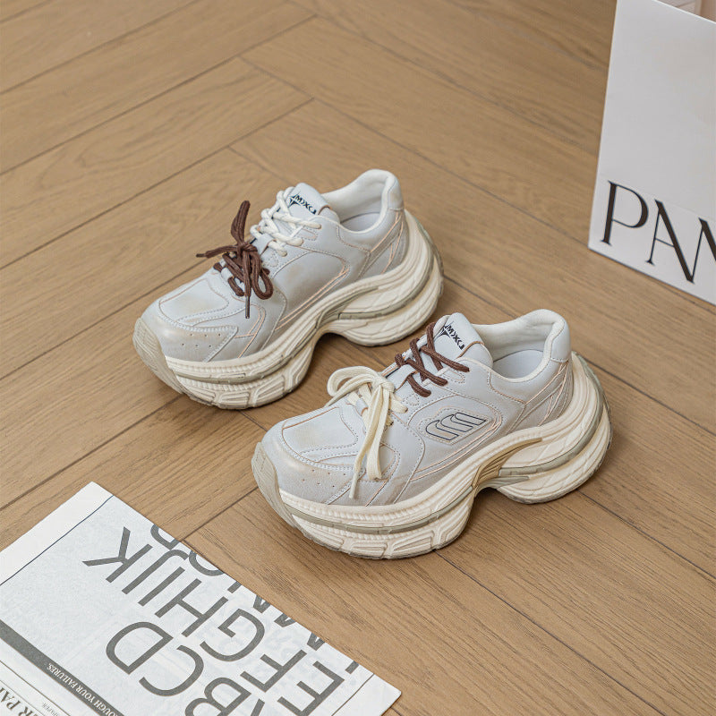 Women's Genuine Brushed Paris Double Shoelaces Dad Raise The Sneakers
