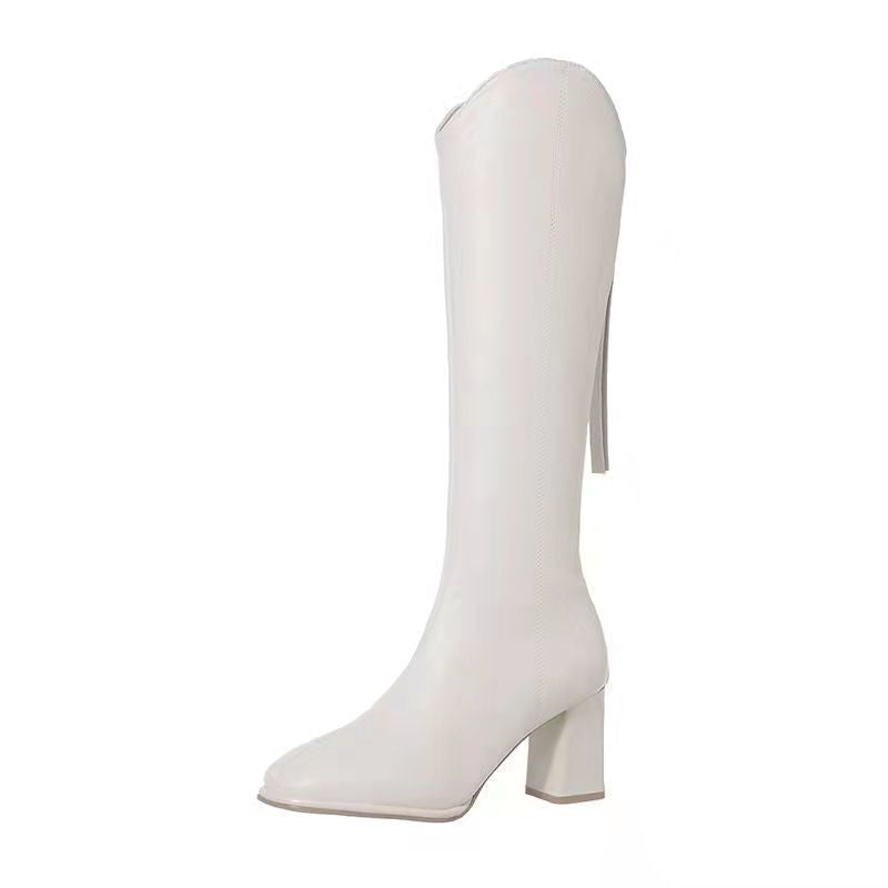 Women's Knee High-heeled Thigh Small Square Head Boots