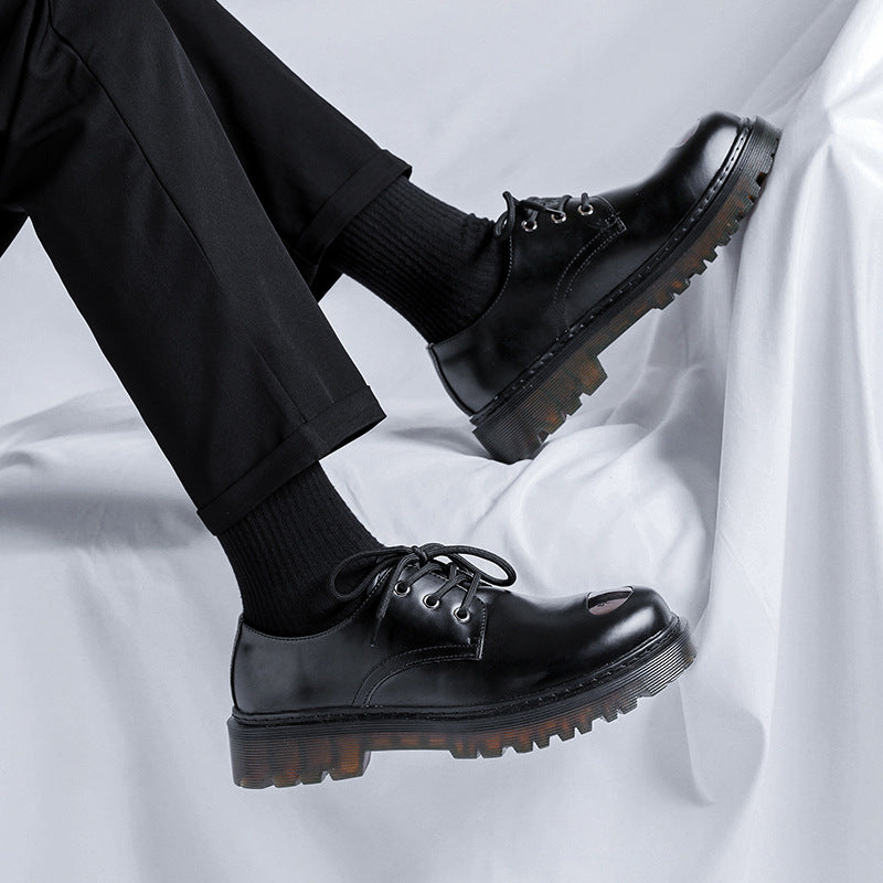 Men's Niche Design Derby Platform Personality Martin Leather Shoes