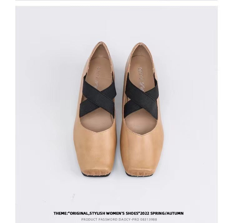 Women's Ballet Pig Nose Cross Strap Mary Women's Shoes